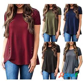 Womens T shirt Tee Plain Round Neck Basic Tops Navy