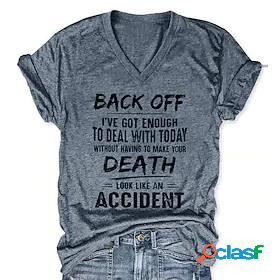 Women's T shirt Text Round Neck Print Basic Tops Green Blue