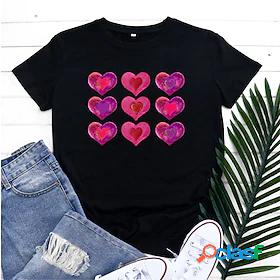 Women's T shirt Valentine's Day Couple Graphic Heart Round