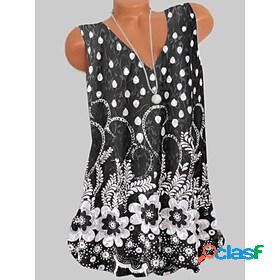 Womens Tank Top Camis Floral Theme Floral Polka Dot V Neck