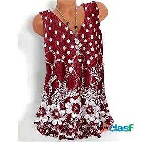 Womens Tank Top Camis Floral Theme Floral Polka Dot V Neck