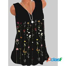 Womens Tank Top Camis Floral Theme Floral V Neck Print