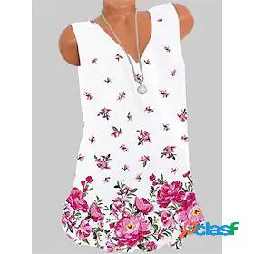 Womens Tank Top Camis Floral Theme Floral V Neck Print