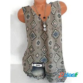 Womens Tank Top Camis Geometric Geometric V Neck Print