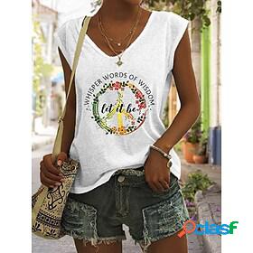 Womens Tank Top Camis Graphic Letter Print V Neck Casual