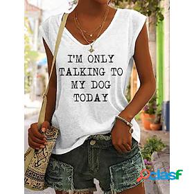 Womens Tank Top Camis Letter Print V Neck Casual Streetwear