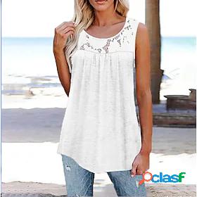 Womens Tank Top Camis Plain Round Neck Lace Lace Trims Basic