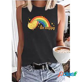Womens Tank Top Rainbow Graphic Butterfly Round Neck Print