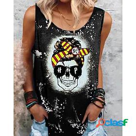 Womens Tank Top Shirt Heart Leopard Fruit Round Neck Print