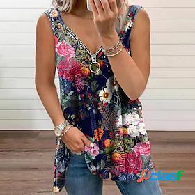 Women's Tank Top Vest Floral Theme Floral V Neck Flowing