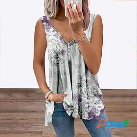 Women's Tank Top Vest Floral Theme Floral V Neck Flowing