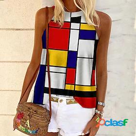 Womens Tank Top Vest Geometric Geometric Round Neck Print