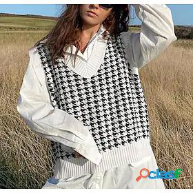 Womens Vest Plaid Check Check Pattern Knitted Stylish Basic