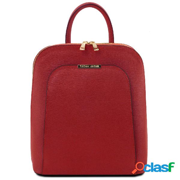 Zaino donna in pelle Saffiano Rosso
