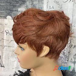 breve miele biondo bob pixie cut parrucca naturale onda