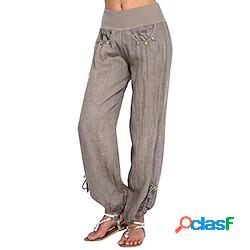 listha casual in lino morbido yoga harem pantaloni da donna