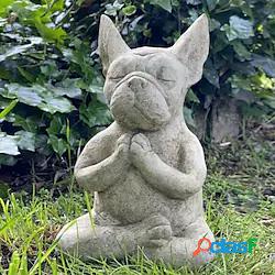 meditazione bulldog statua resina cane scultura animale yoga