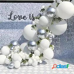 palloncini matrimonio argento bianco decorazione set da 125