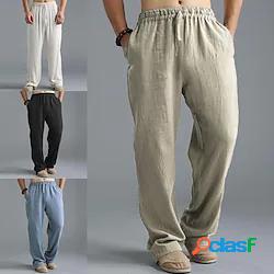 pantaloni da uomo con coulisse in cotone e lino elastico in