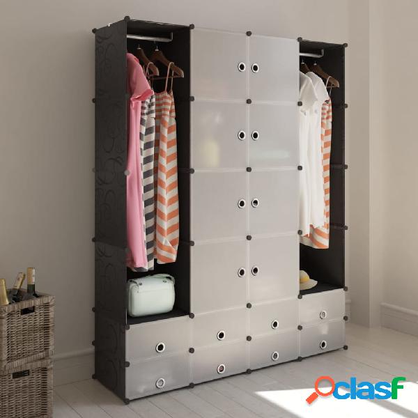 vidaXL 240501 Modular Cabinet with 18 Compartments Black and