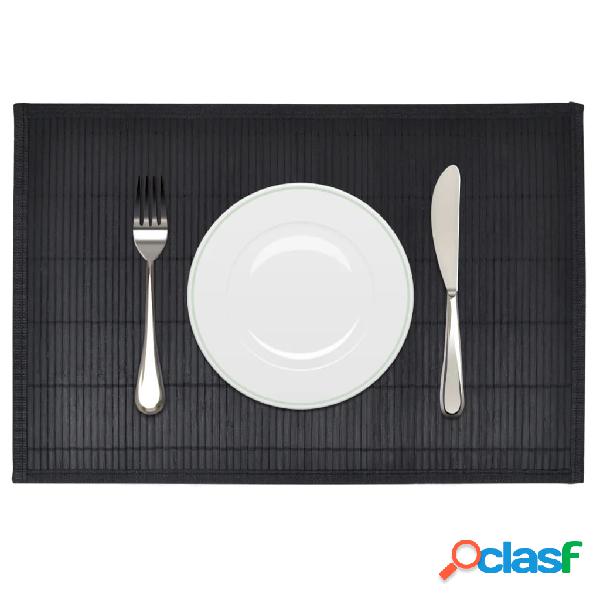 vidaXL 242109 6 Bamboo Placemats 30 x 45 cm Black