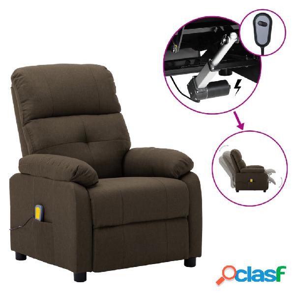 vidaXL 3073816 Electric Massage Recliner Chair Brown Fabric