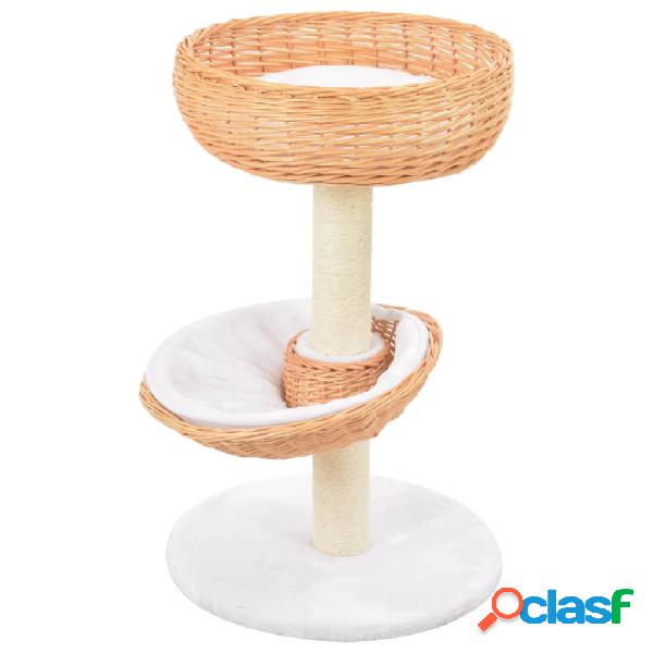 vidaXL Albero per Gatti con Tiragraffi in Legno di Salice