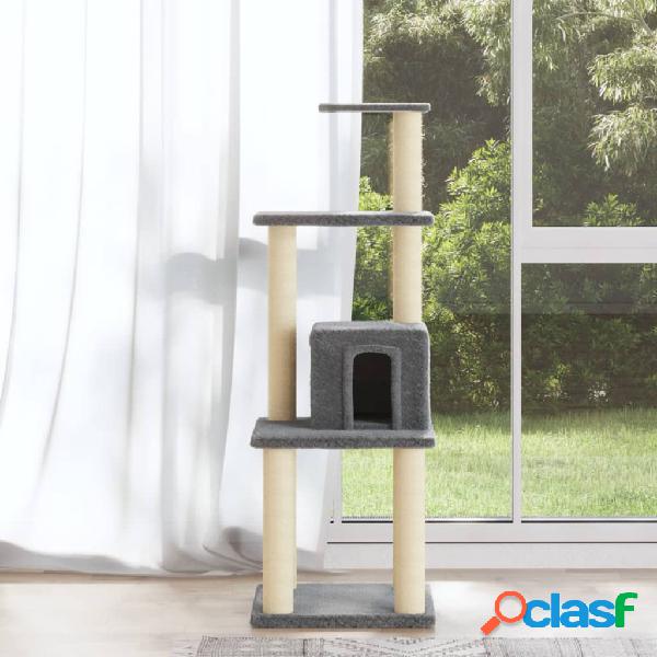 vidaXL Albero per Gatti con Tiragraffi in Sisal Grigio