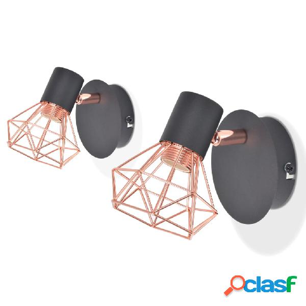 vidaXL Applique 2 pz E14 Nero e Rame