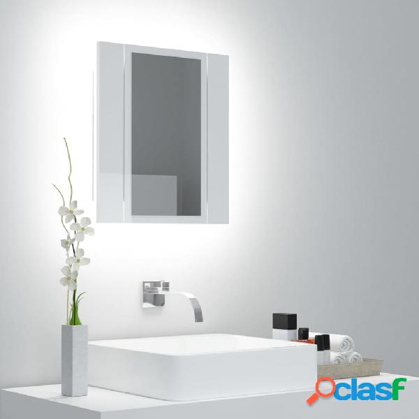 vidaXL Armadietto a Specchio con Luci LED Bianco Lucido
