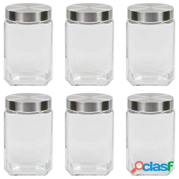 vidaXL Barattoli in Vetro con Coperchio Argento 6 pz 1700 ml