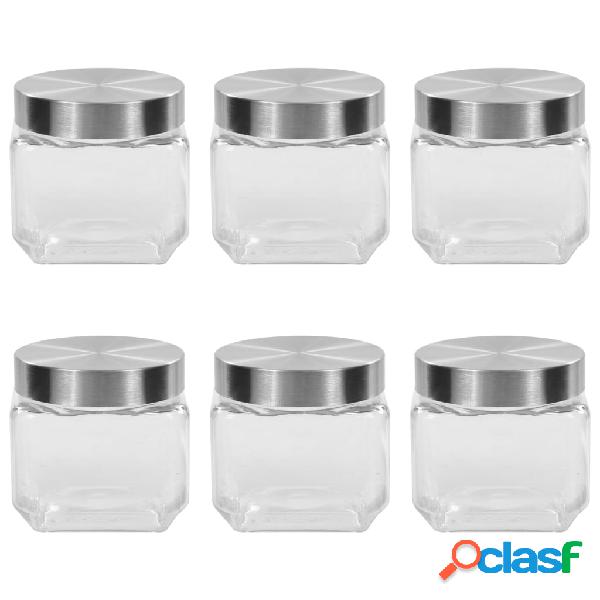 vidaXL Barattoli in Vetro con Coperchio Argento 6 pz 800 ml