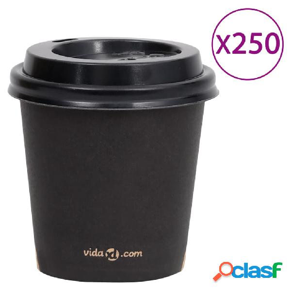 vidaXL Bicchieri di Carta da Caffè con Coperchio 120 ml 250