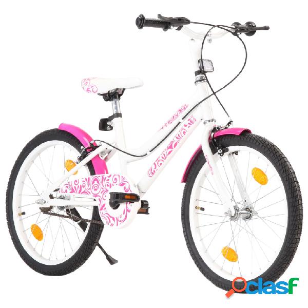 vidaXL Bici per Bambini 20 Pollici Rosa e Bianca