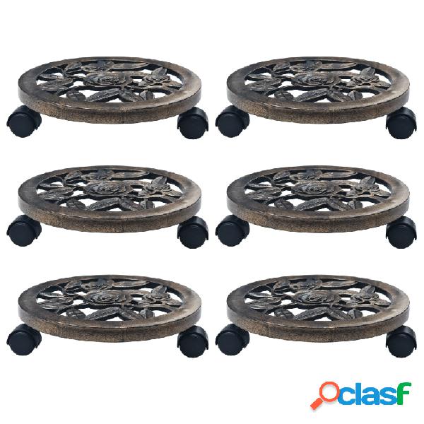 vidaXL Carrelli Portavasi 6 pz Bronzo 30 cm in Plastica