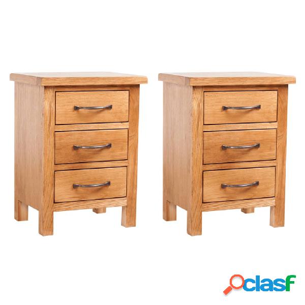 vidaXL Comodini 2 pz 40x30x54 cm in Legno Massello di Rovere