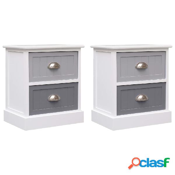 vidaXL Comodini 2pz Grigi 38x28x45 cm in Legno di Paulonia