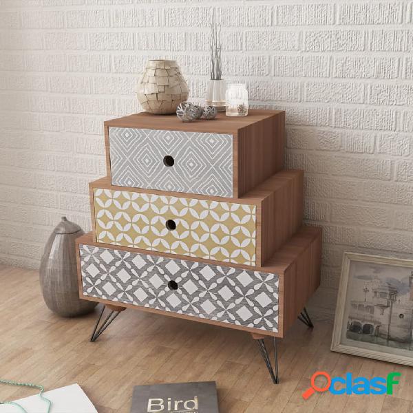vidaXL Comodino con 3 Cassetti Marrone
