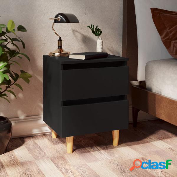vidaXL Comodino con Gambe in Legno Massello di Pino Nero