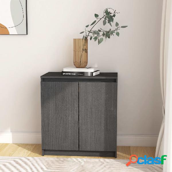 vidaXL Credenza Grigia 60x36x65 cm in Legno Massello di Pino