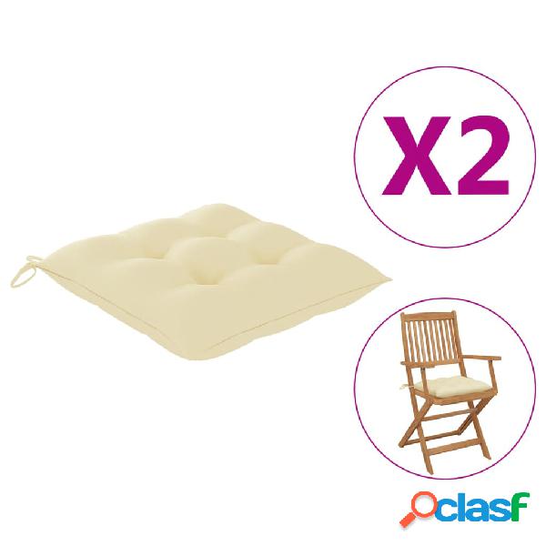 vidaXL Cuscini per Sedie 2 pz Bianco Crema 40x40x7 cm in
