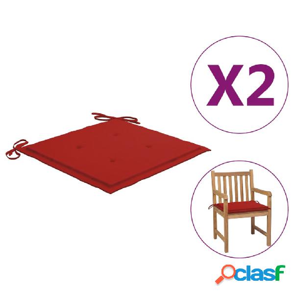 vidaXL Cuscini per Sedie da Giardino 2 pz Rossi 50x50x3 cm