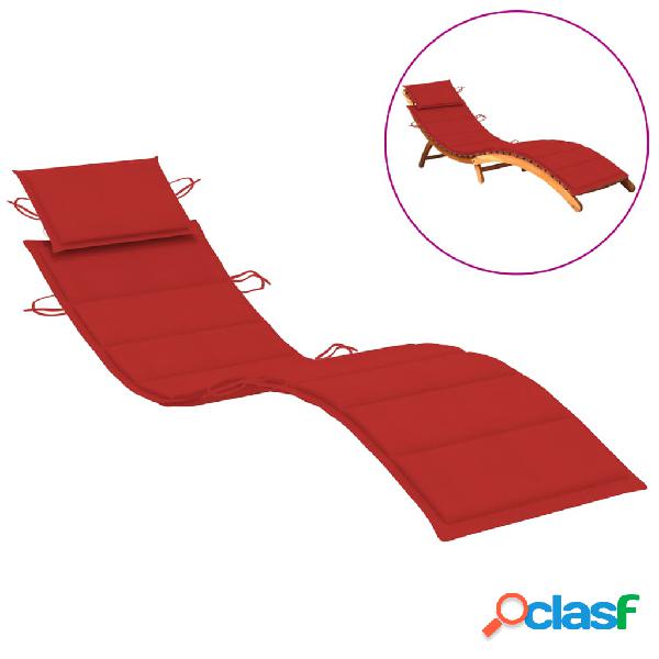 vidaXL Cuscino per Lettino Prendisole Rosso 186x58x3 cm