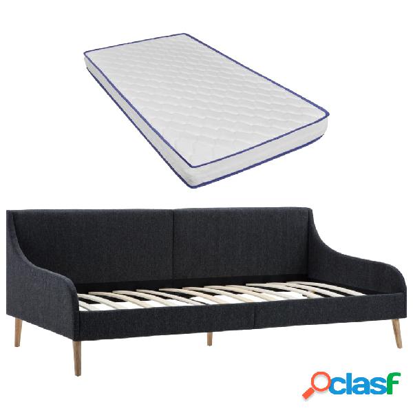 vidaXL Divano Letto con Materasso Memory Foam Grigio Scuro