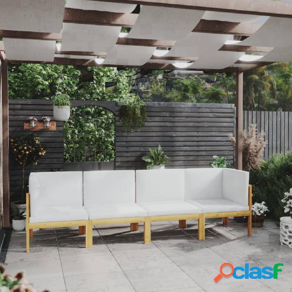vidaXL Divano da Giardino a 4 Posti con Cuscino Acacia