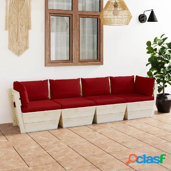 vidaXL Divano da Giardino a 4 Posti su Pallet con Cuscini