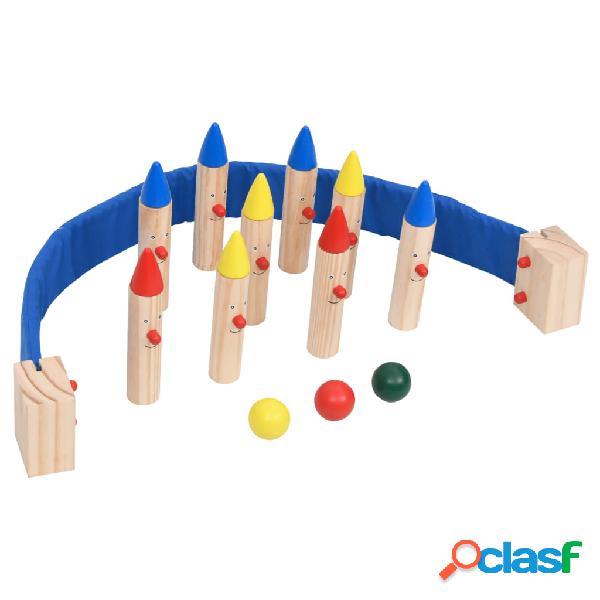 vidaXL Gioco di Bowling Multicolore in Legno Massello di