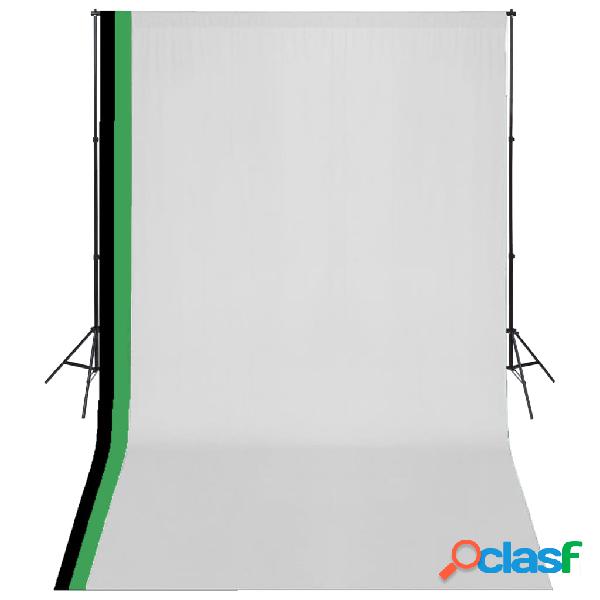 vidaXL Kit Studio Foto con 3 Fondali in Cotone Telaio