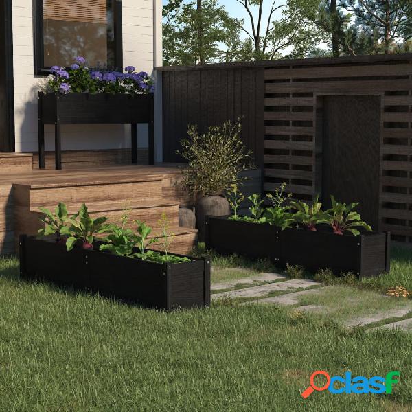 vidaXL Letti Rialzati da Giardino 2 pz Neri 150x31x31 cm