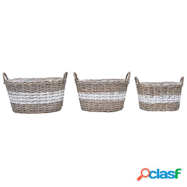 vidaXL Letti Rialzati da Giardino 3 pz in Vimini e